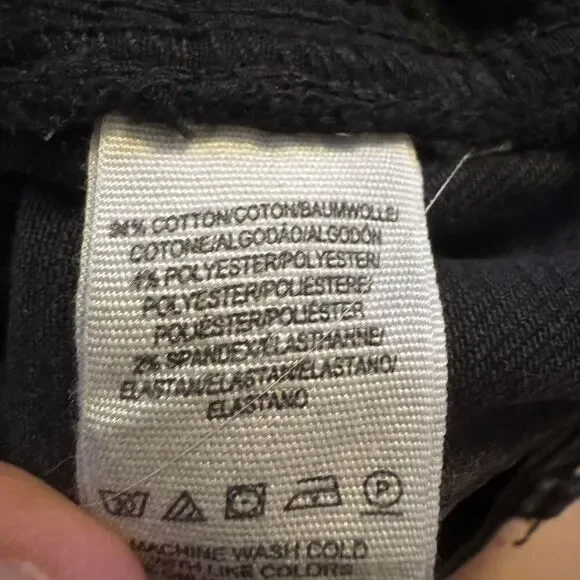 Free People Womens Black Wash Denim Flare Crop Raw Hem Mid Rise Jeans Sz 25R - Picture 4 of 5